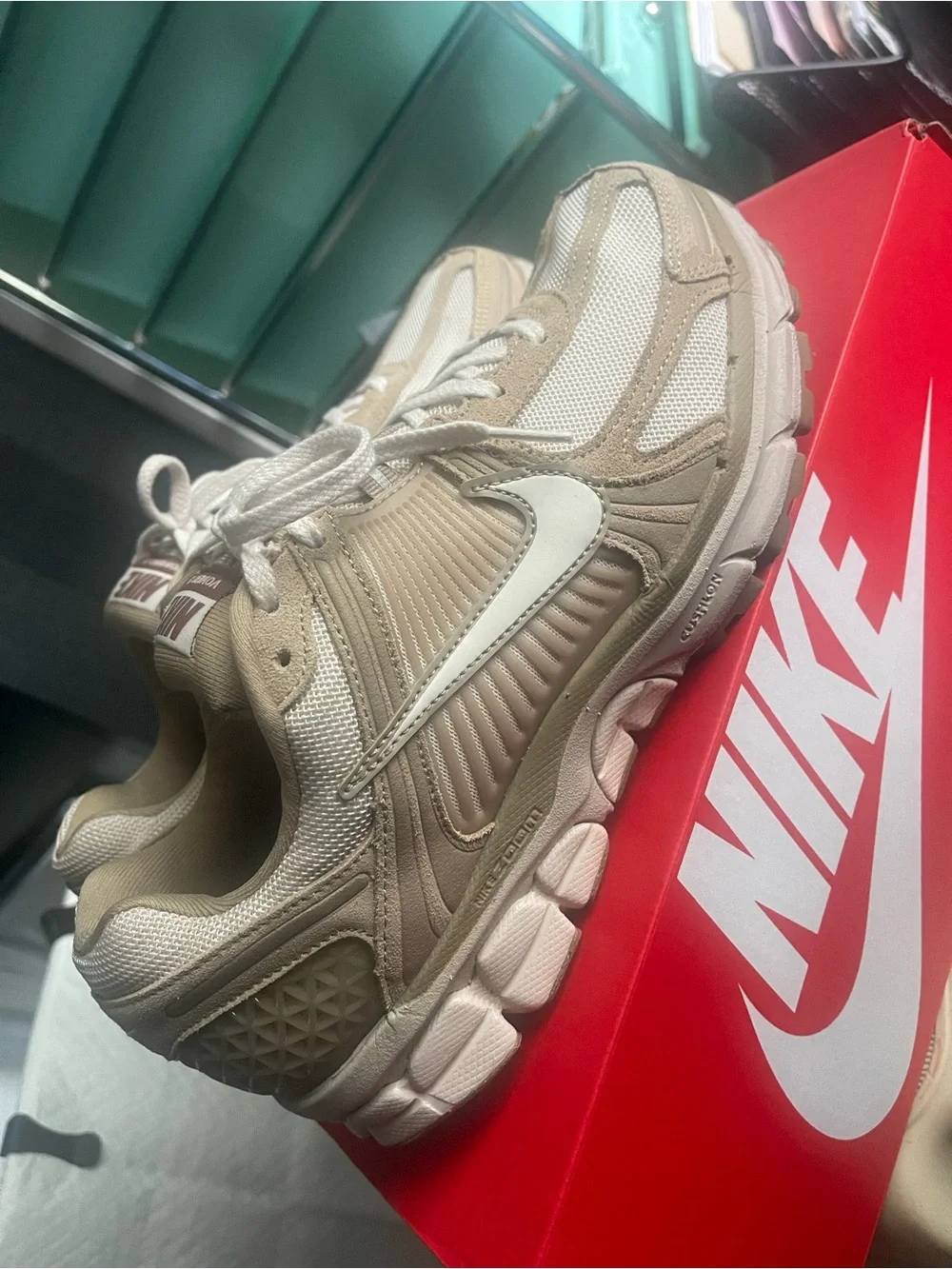 Nike Men’s Sneakers in Beige and White